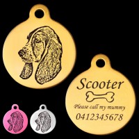 Basset Hound Engraved 31mm Large Round Pet Dog ID Tag